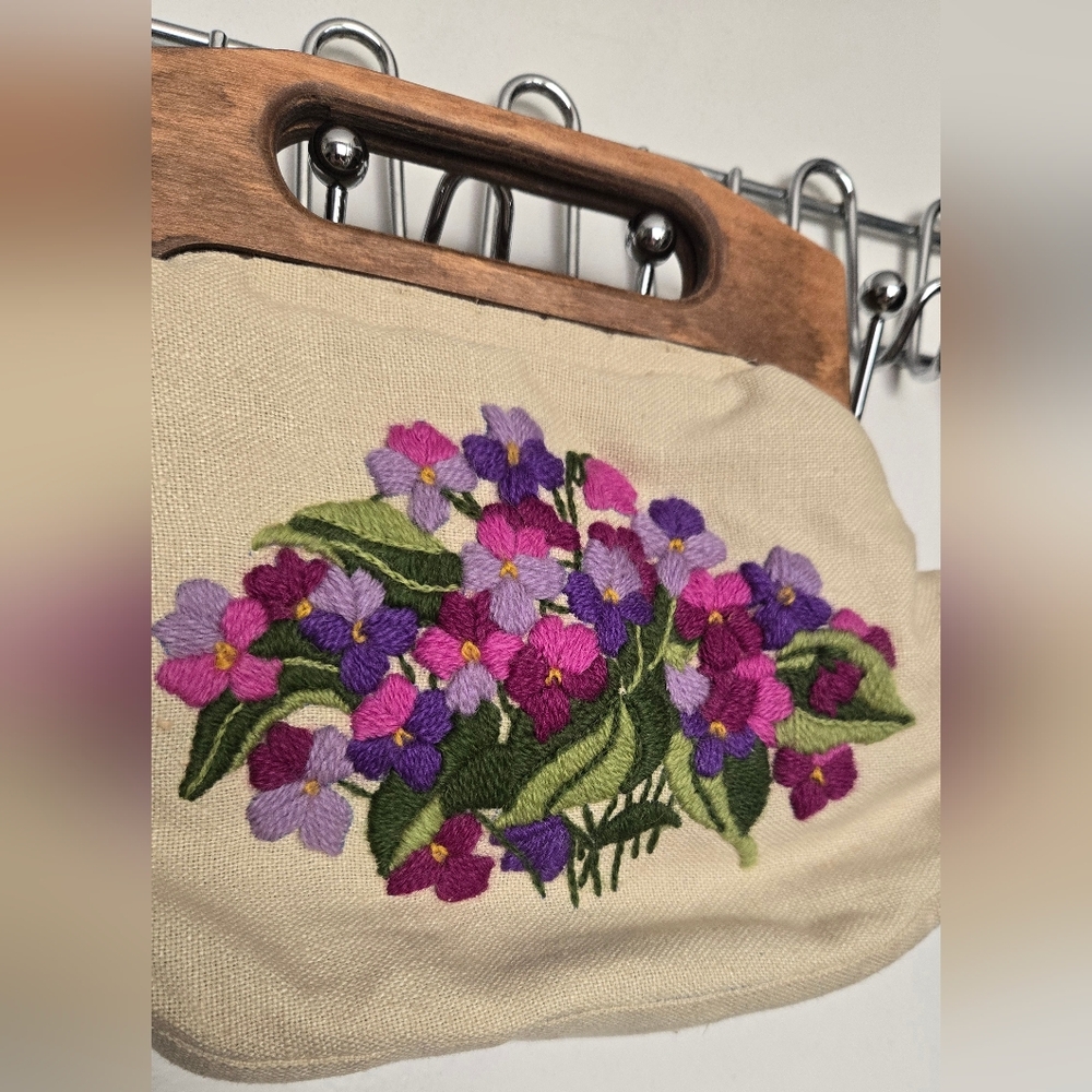 Embroidered Violet Purse - Picture 2 of 5